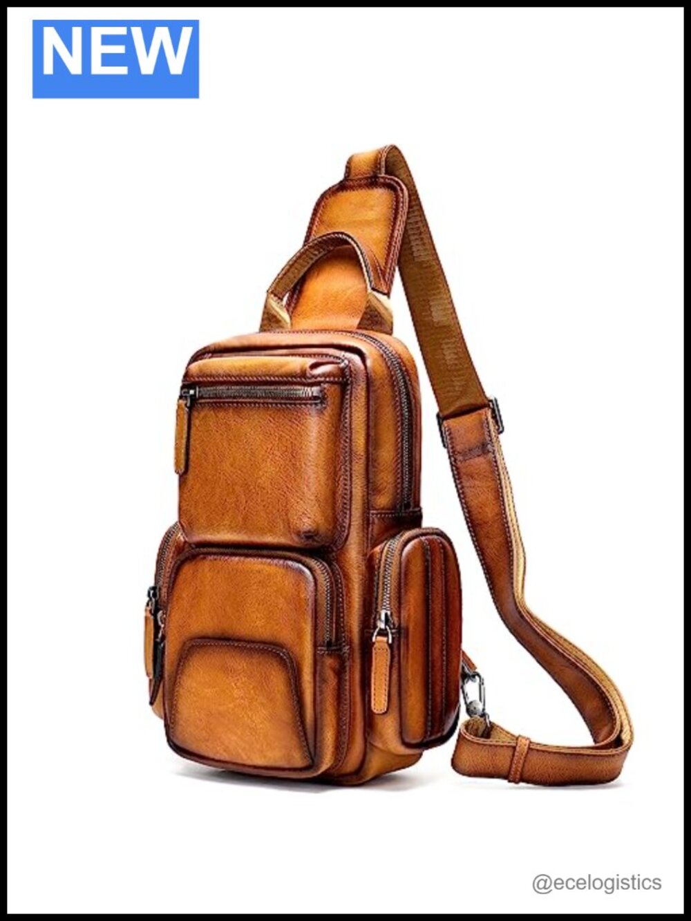 Genuine Leather Sling Bag Vintage Handmade Crossbody Shoulder Backpack Hiking